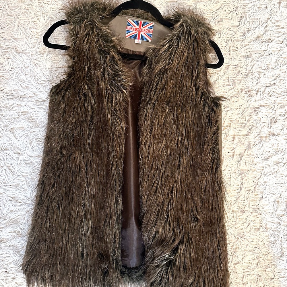 Faux Fur Vest in Brown